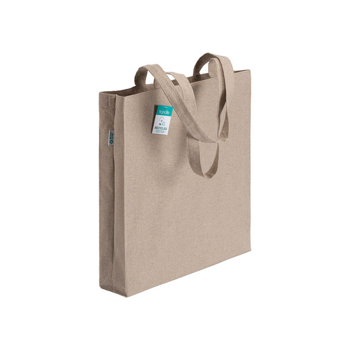 Shopper  in cotone riciclato 190 g/m2, manici lunghi e soffietto [23101] 