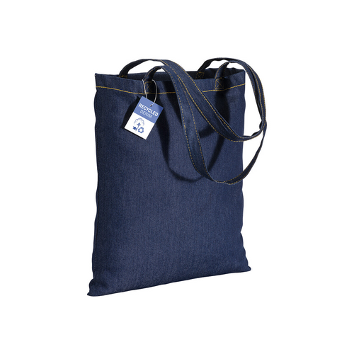 Shopper in cotone denim riciclato 180 gr/m2, manici lunghi [22155] 