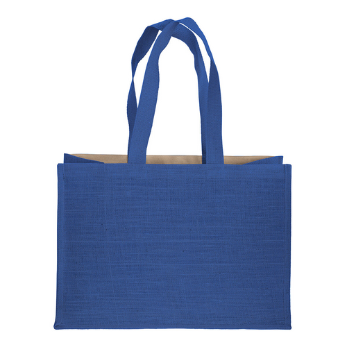 Shopper in cotone 280 g/m2 con soffietto dettagli in juta, manici lunghi [22125] 