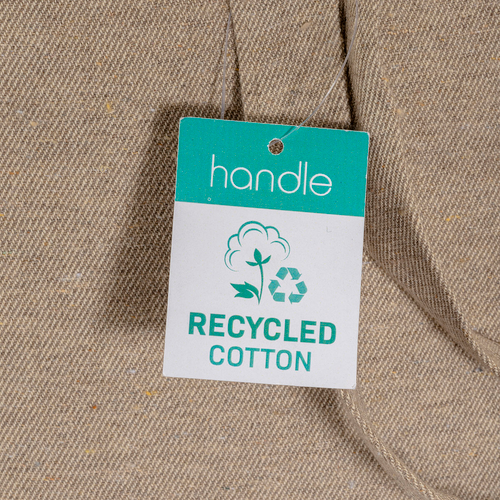 Shopper con soffietto alla base in cotone riciclato 280 g/m2, manici lunghi [22119] 