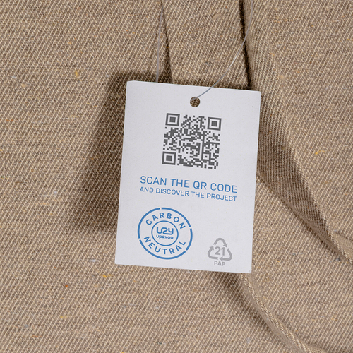 Shopper carbon neutral in cotone riciclato  280 g/m2, manici lunghi [22118] 