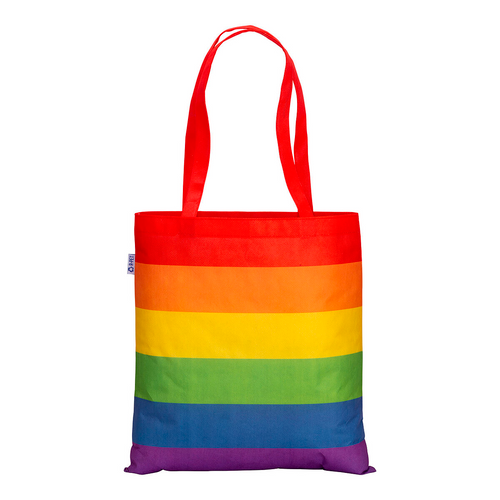 Shopper arcobaleno in R-pet  80g/m2, manici lunghi [22109] 