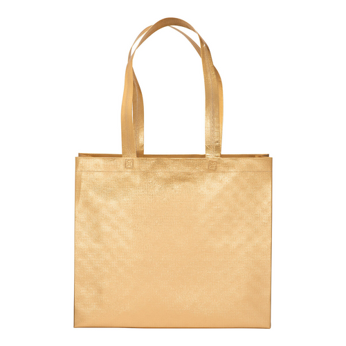 Shopper in TNT laminato metallizzata, manici lunghi e soffietto [20147] 