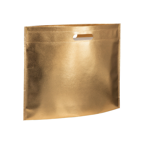 Shopper in TNT laminato metallizzata, manici corti [20141] 