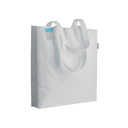 Shopper con soffietto in R-PET(PET riciclato) adatta per stampa sublimatica, manici lunghi [20137] 