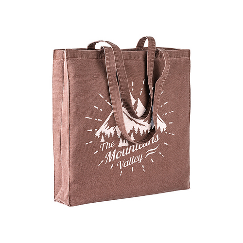 Shopper con soffietto in cotone stonewashed 220 g/m2, manici lunghi [18138] 