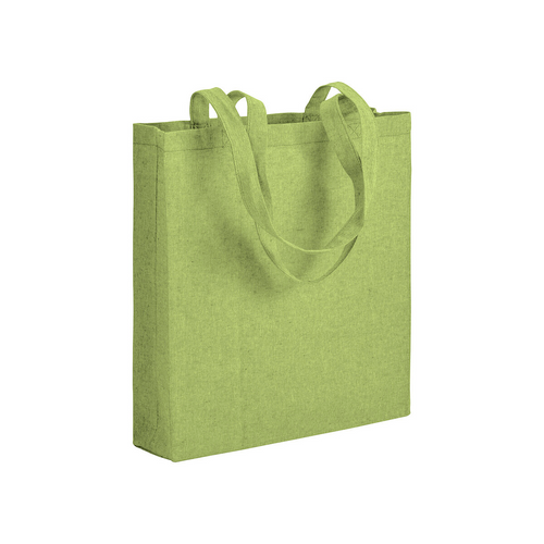 Shopper con soffietto in cotone riciclato 150 g/m2 effetto melange, manici lunghi [17153] 