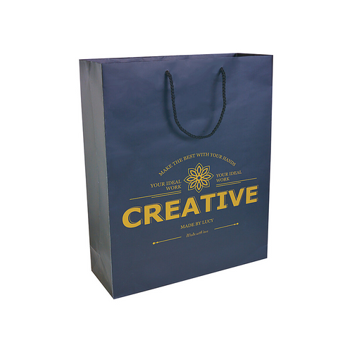 Shopper con soffietto in carta laminata opaca 157 g/m2 con rinforzo alla base [17148] 