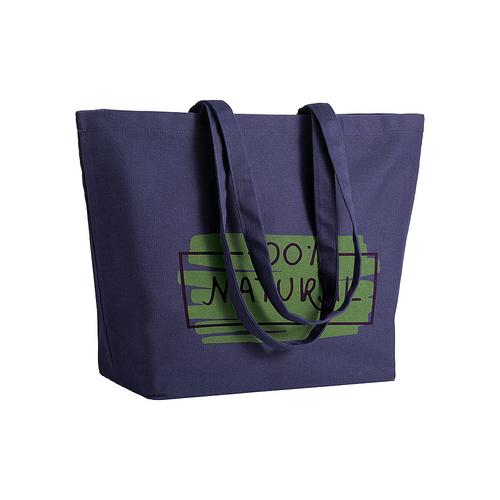 Shopper con soffietto alla base in cotone 280 g-m2, manici lunghi [17113] 