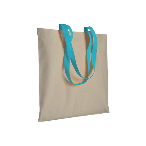 Shopper in cotone naturale 220 g/m2, manici lunghi colorati [17106] 