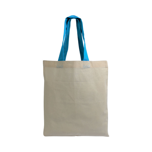 Shopper mini in cotone naturale 135 g/m2, manici corti colorati [16123] 