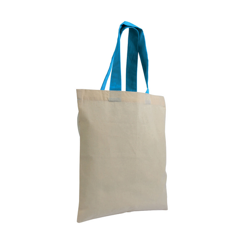 Shopper mini in cotone naturale 135 g/m2, manici corti colorati [16123] 