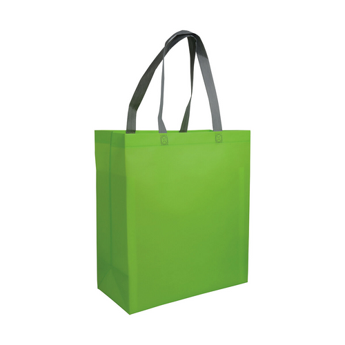Shopper con soffietto in TNT laminato 100 g/m2 termosaldato, manici corti [16121] 