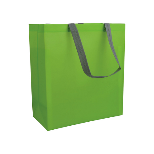 Shopper con soffietto in TNT laminato 100 g/m2 termosaldato, manici lunghi [16107] 