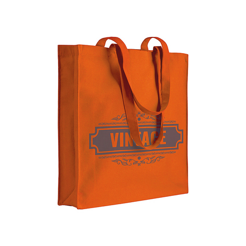Shopper con soffietto in cotone 220 g/m2, manici lunghi e chiusura con zip [11125] 