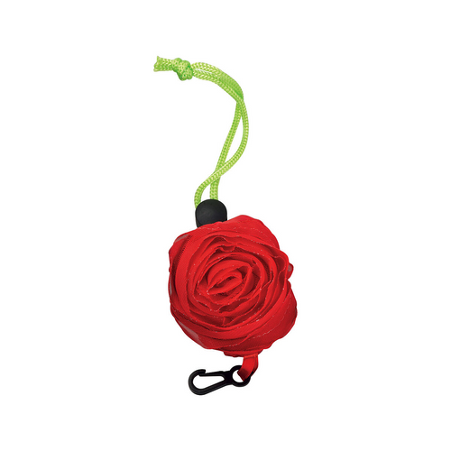 Shopper ripiegabile a forma di rosa in poliestere 190T, con moschettone in plastica [11104] 