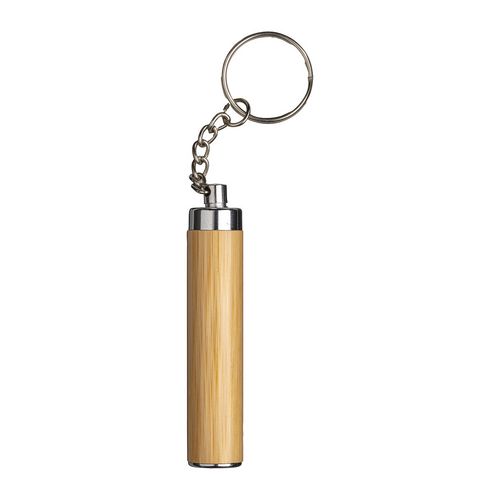 Torcia  LED in bamboo con anello portachiavi, 3 batterie LR41 incluse [24429] 
