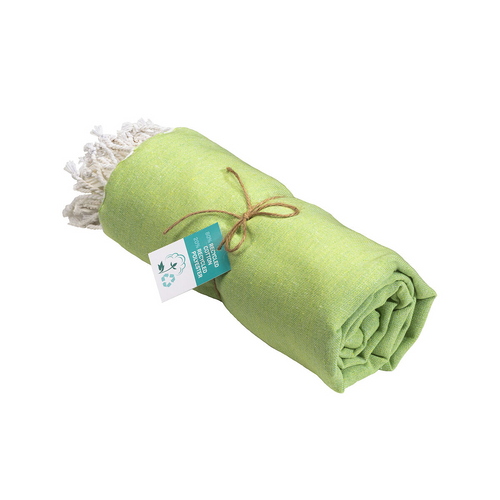 Telo mare/pareo  in cotone riciclato  da 180 gr/m2 con frange, misura 90x170 cm [24410] 