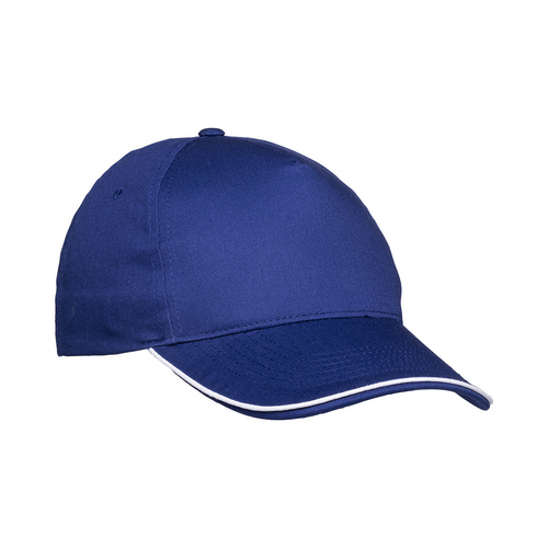 Cappellino in cotone 5 pannelli, visiera sandwich in contrasto con chiusura con velcro [24302] 