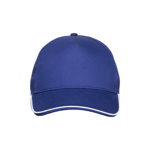 Cappellino in cotone 5 pannelli, visiera sandwich in contrasto con chiusura con velcro [24302] 