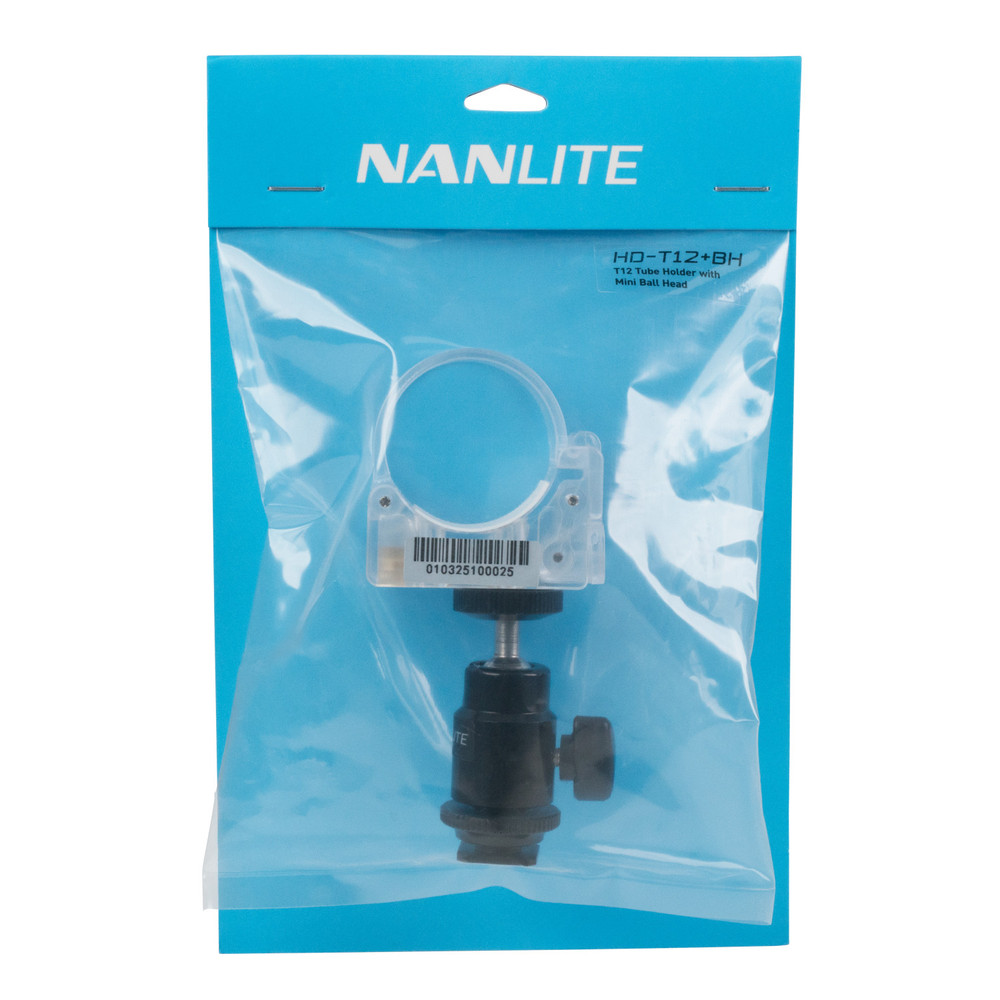 Nanlite Pavotube Transparent Polycarbonate Clip and Mini Ball Head with Hot Shoe Adapter and 1/4''-20 Mount