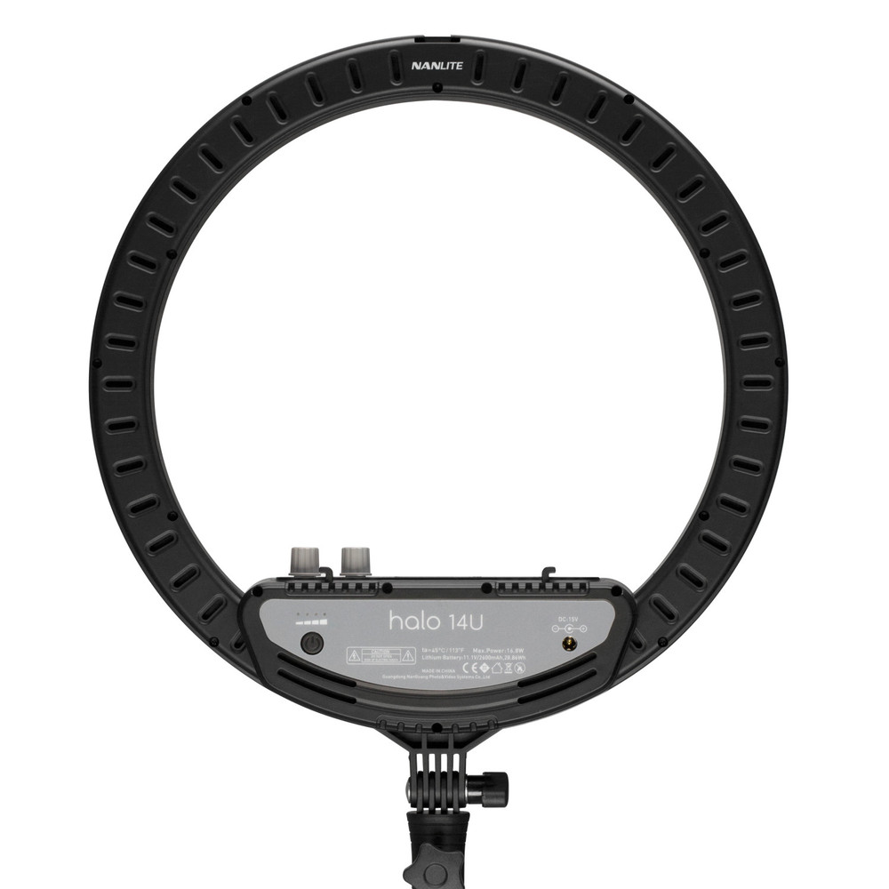 Nanlite Halo 14U Dimmable Adjustable Bicolour 14in LED Ring Light With Built-In Li-Ion Battery