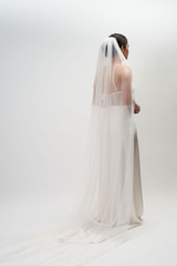Auckland, NZ.  Simple, Plain Classic Ivory or White Pearl Floor (2M) or Cathedral (3M) Veil.  Bridal wear, accessories.  Wedding accessories, hairstyles, updo, inspo - Side