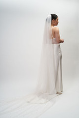 Auckland, NZ.  Simple, Plain Classic Ivory or White Pearl Floor (2M) or Cathedral (3M) Veil.  Bridal wear, accessories.  Wedding accessories, hairstyles, updo, inspo - Back