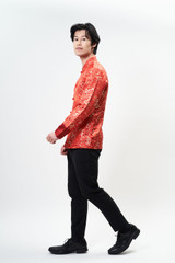 Auckland, NZ. Hire or Rental Gown. Chinese, Asian Wedding Tea Ceremony - Modern & Traditional Red Dragon Han Jacket | Tang Suit - Side Auckland, NZ. Hire or Rental Gown. Chinese, Asian Wedding Tea Ceremony - Modern & Traditional Red Dragon Han Jacket | Tang Suit - Side