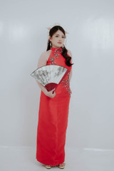 Red cheongsam qipao wedding dress with 3D floral embroidery, Bridal Fusion NZ