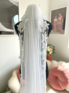 Flower Sequin, Shiny Mantilla Cathedral (3m length) Veil, Ivory or White. Auckland, NZ supplied Flower Sequin, Shiny Mantilla Cathedral (3m length) Veil, Ivory or White. Auckland, NZ supplied