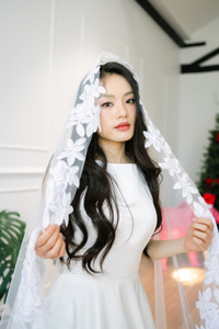 Flower Sequin, Shiny Mantilla Cathedral (3m length) Veil, Ivory or White. Auckland, NZ supplied Flower Sequin, Shiny Mantilla Cathedral (3m length) Veil, Ivory or White. Auckland, NZ supplied
