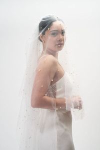 Auckland, NZ. Ivory or White Pearl Blusher Veil, Chapel (2.5m) or Floor (2m) Length. Soft Tulle, Round Edge - Blusher On Auckland, NZ. Ivory or White Pearl Blusher Veil, Chapel (2.5m) or Floor (2m) Length. Soft Tulle, Round Edge - Blusher On