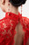 Auckland, NZ wedding dress, gown.  Tea Ceremony Modern Sexy Open Backless, Back Floral Lace, Red Dress, A Line Cheongsam, Qipao. Chinese Culture - Close Up Top