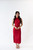 Red cheongsam, qipao with Mandarin collar, for cultural events, special occasions or weddings, tea ceremony, floral red, rose