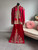 Preloved Chinese Qun Kwa wedding attire set – red and gold embroidered bride’s traditional qunkwa and groom’s suit. Perfect for tea ceremonies, weddings, and photoshoots