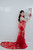 Red cheongsam qipao with side slit, floral embroidery and dramatic train – Auckland bridal