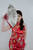 Red mermaid cheongsam qipao with 3D floral embroidery and halter neckline – Bridal Fusion NZ