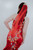 Backless red qipao wedding gown with embroidered train and red veil