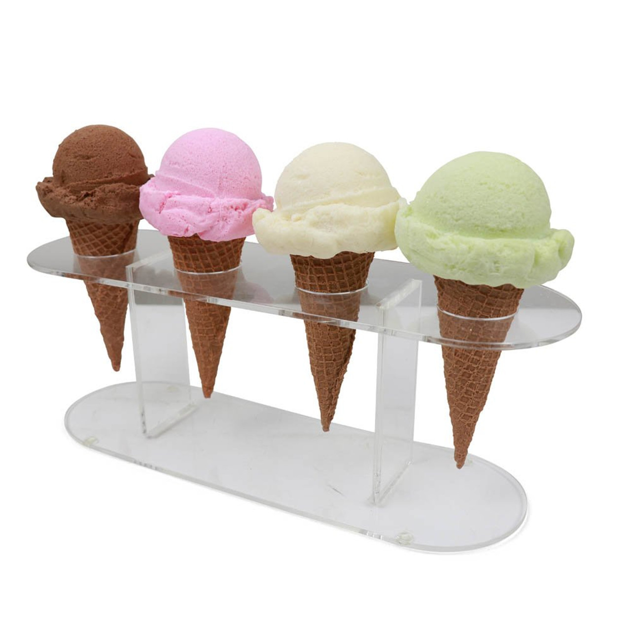 SOURCEONE.ORG Acrylic Clear Single Ice Cream Cone Holder Flip 2 Cone Sizes  in 1
