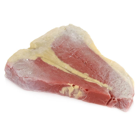 Raw T-bone Steak with Frozen Finish