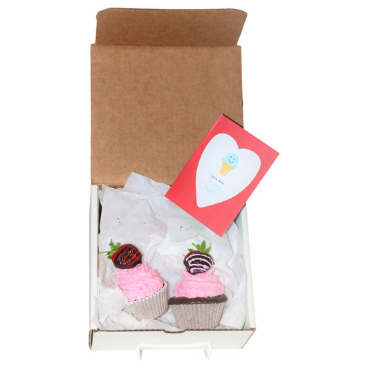 Strawberry Topped Cupcakes Gift Box