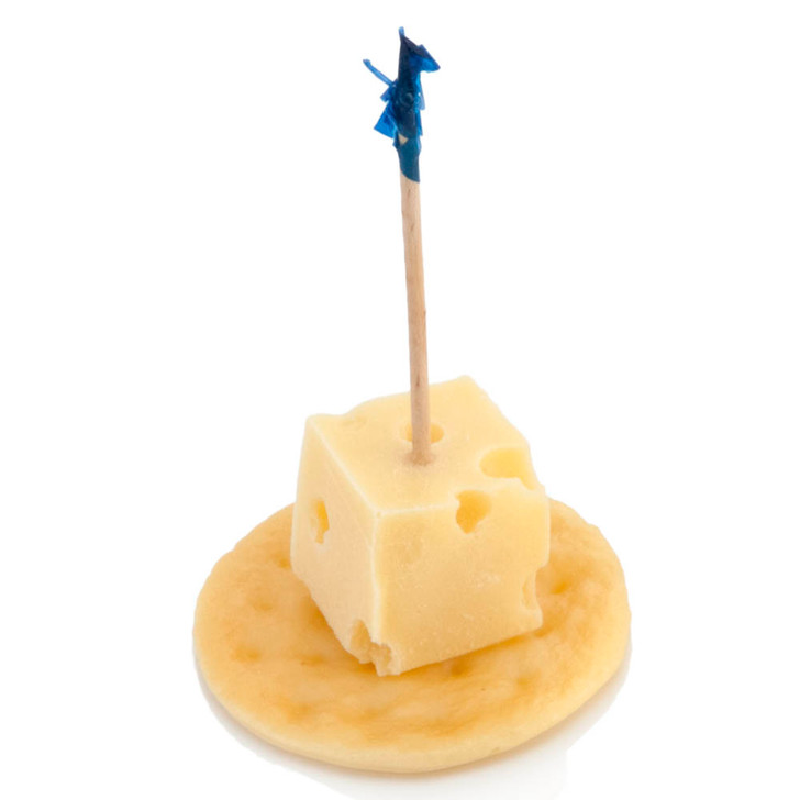 Swiss Cheese Cube on Cracker