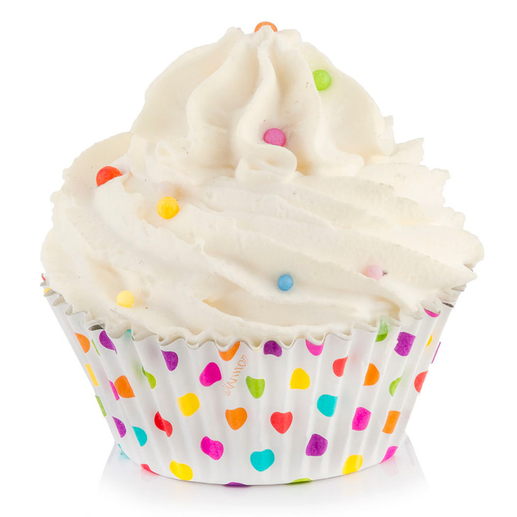 White Polka Dot Cup Cupcake with Nonpareils