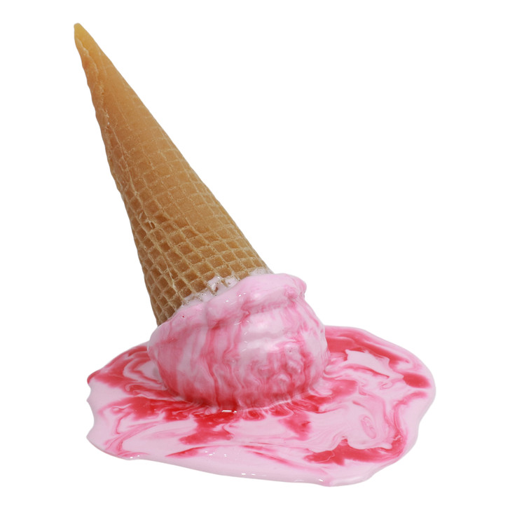 Fake Strawberry Ice Cream Cone Spill with Strawberry Sauce