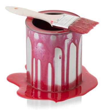 An Open Tin Can with Spilled Red Paint and a Brush by Makstorm10000