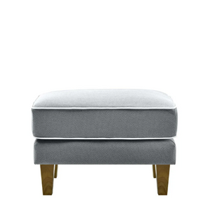 Bondi Hamptons Ottoman Grey W/White Piping Bondi Hamptons Ottoman Grey W/White Piping
