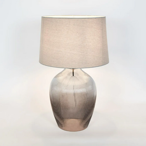 Misty Glass Table Lamp with Natural Linen Shade Misty Glass Table Lamp with Natural Linen Shade