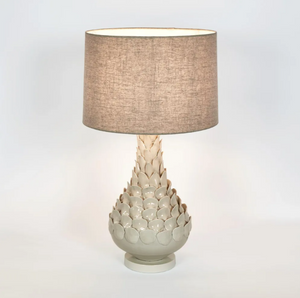 Petal Ceramic Table Lamp with Natural Linen Shade Petal Ceramic Table Lamp with Natural Linen Shade