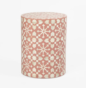 Adina Bone Inlay Side Table Peach/White Adina Bone Inlay Side Table Peach/White
